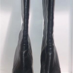 Michael Kors Ailee Leather Knee High Gold Studded High Heel Boots SZ 8M Black